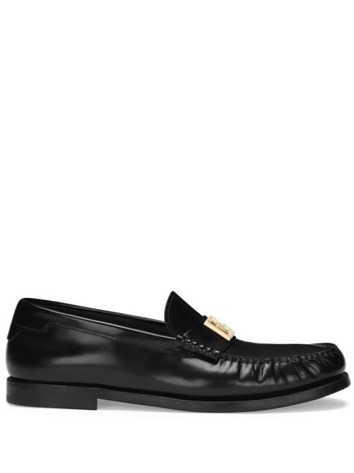 black calf leather logo plaque slip-on Dolce & Gabbana | A30248AQ23780999